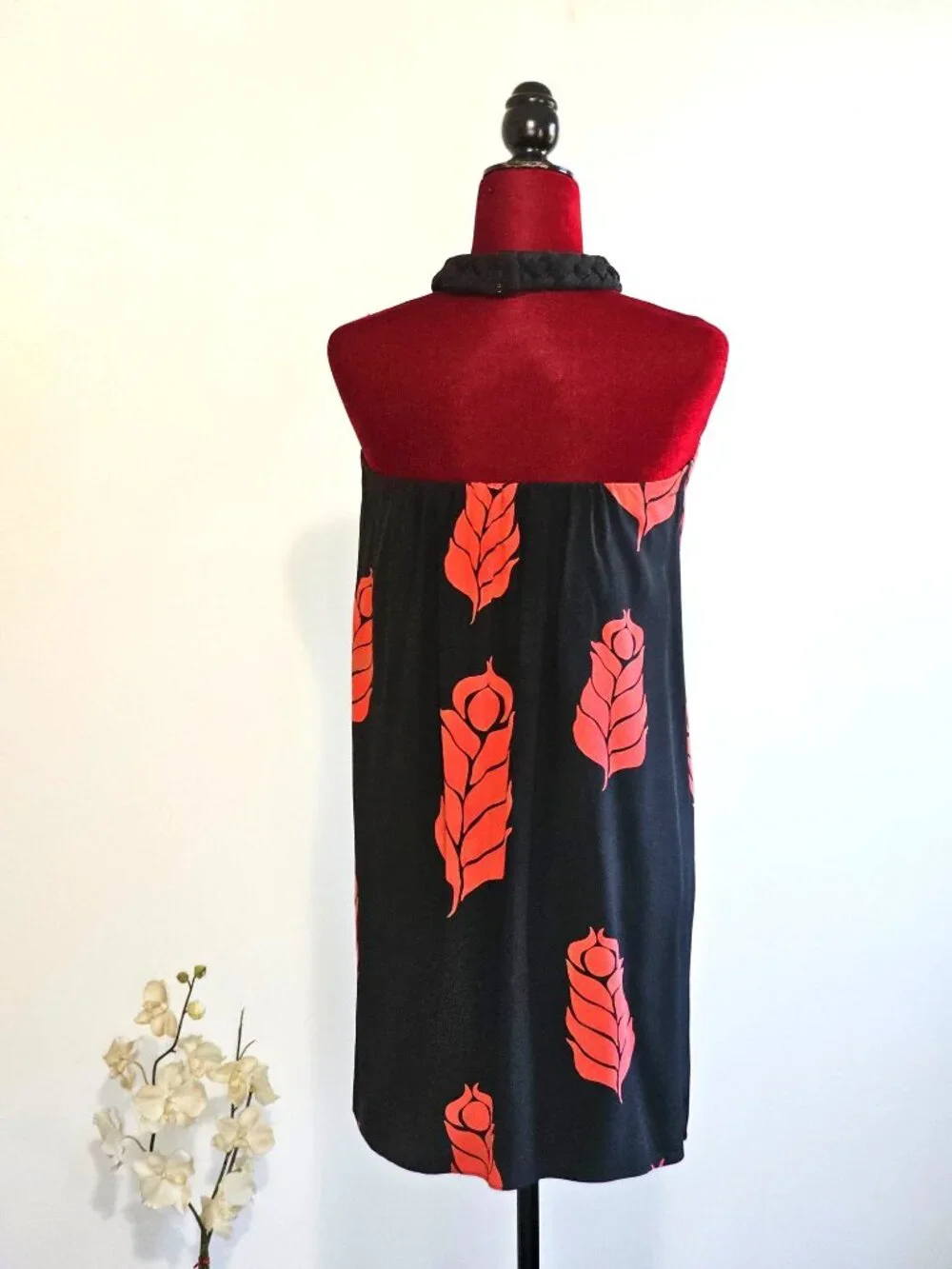NWT Temperley London Women's Red Black Floral Silk Halter Neck Dress Size 6 2338 - Picture 7 of 13